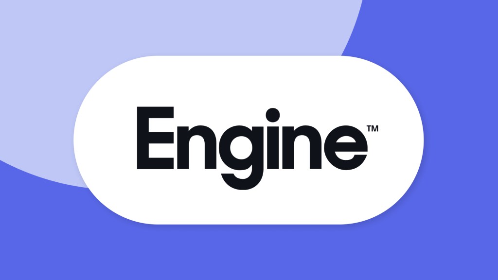 The Engine logo set against a purple background.	